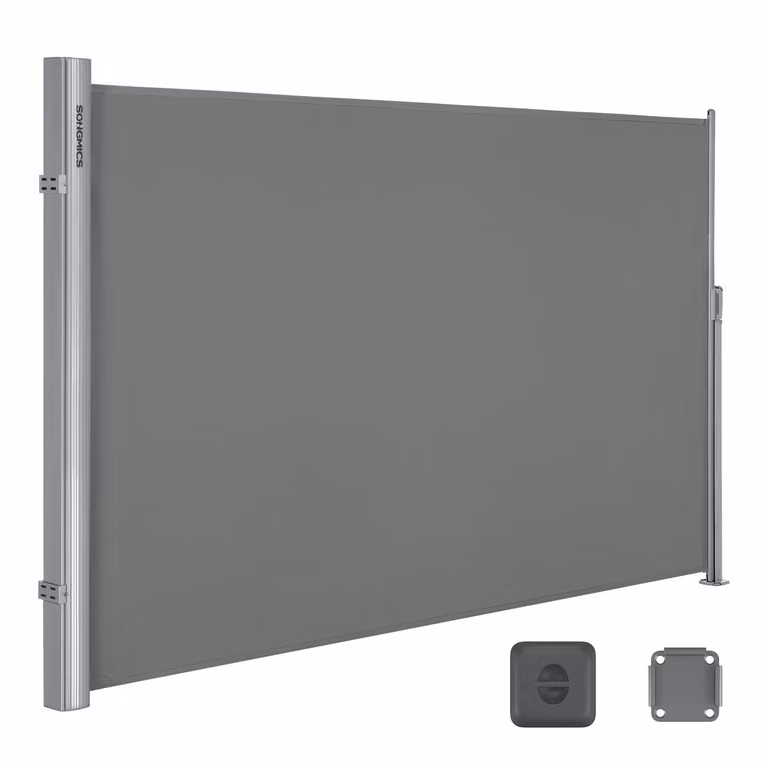 Toldo Lateral Extensible SONGMICS de Aluminio y Poliéster Gris An/P: 400 x 160 cm
