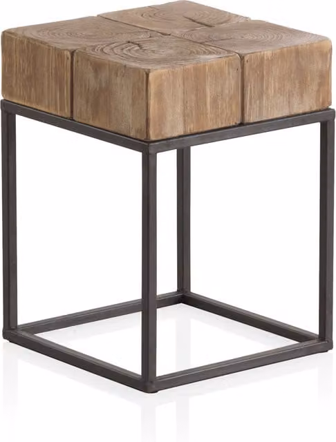 Taburete de madera y metal de estilo industrial color marrón de la marca FIJALO