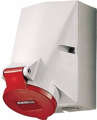 Toma de corriente de superficie Mennekes en rojo y blanco con protección IP44, An/P/Al: 54 x 18 x 18 cm