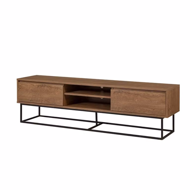 Mueble de TV Rodez de Menzzo en color negro y nogal con acabado mate, An/P/Al: 180 x 40 x 50 cm