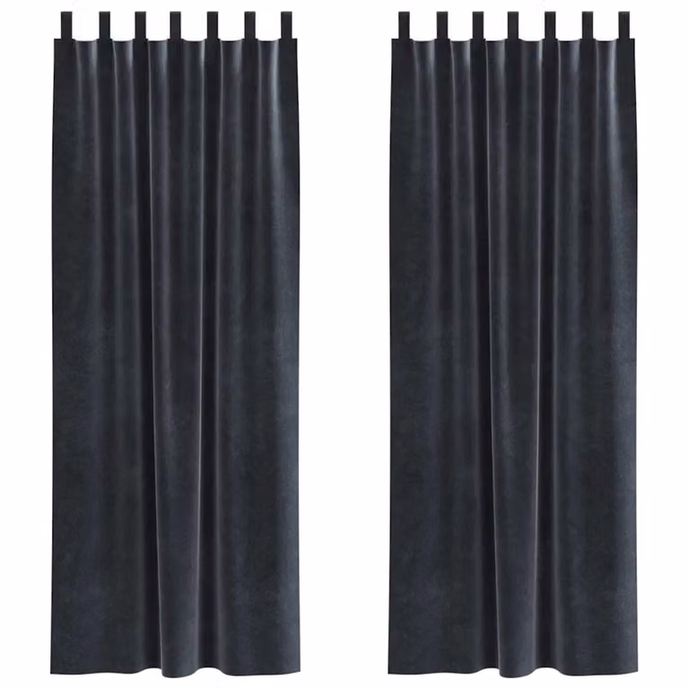 Set de 2 cortinas de terciopelo vidaXL en color gris antracita con efecto blackout, An/Al: 140 x 225 cm