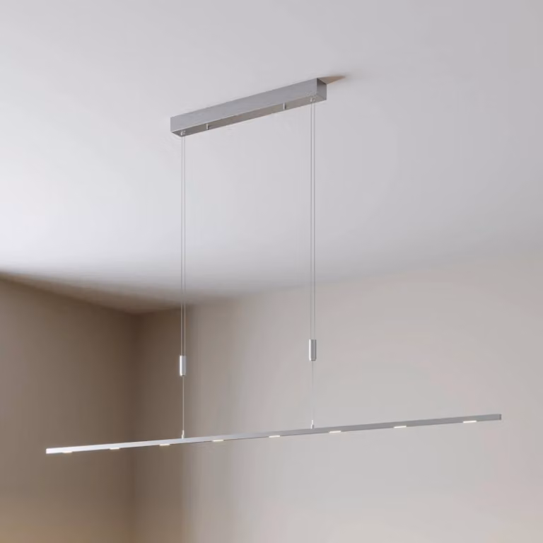 Lámpara colgante LED Arnik de Lucande en aluminio gris y plata, atenuable y con altura ajustable para salón o comedor