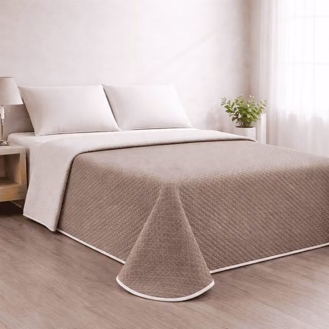 Colcha reversible acolchada Donegal Collections bicolor beige y marrón para cama de 90 cm