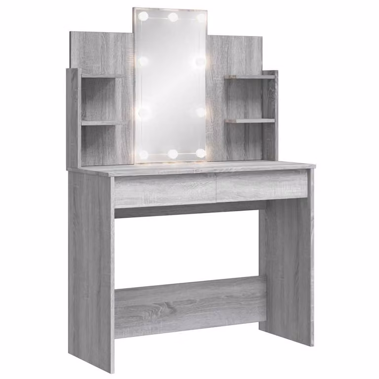 Tocador con luces LED vidaXL en color gris, An/P/Al: 96 x 40 x 142 cm