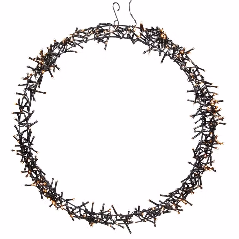 Corona de Navidad LED ECD Germany con luz blanco cálido para interior y exterior, Diámetro: 48 cm