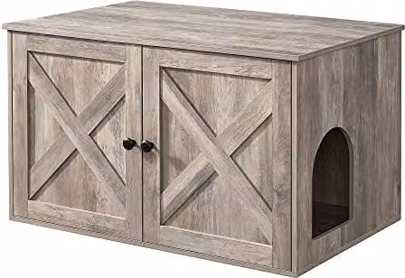 Mueble arenero para gatos SONGMICS con caja de arena oculta y mesa auxiliar, color beige, An/P/Al: 80 x 53 x 50 cm