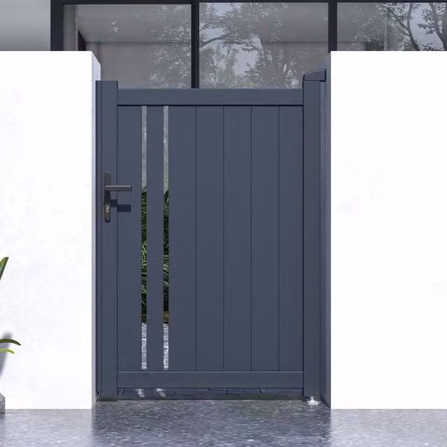 Puerta peatonal de aluminio CASANOOV modelo Giona, color gris antracita, An/Al: 100 x 160 cm
