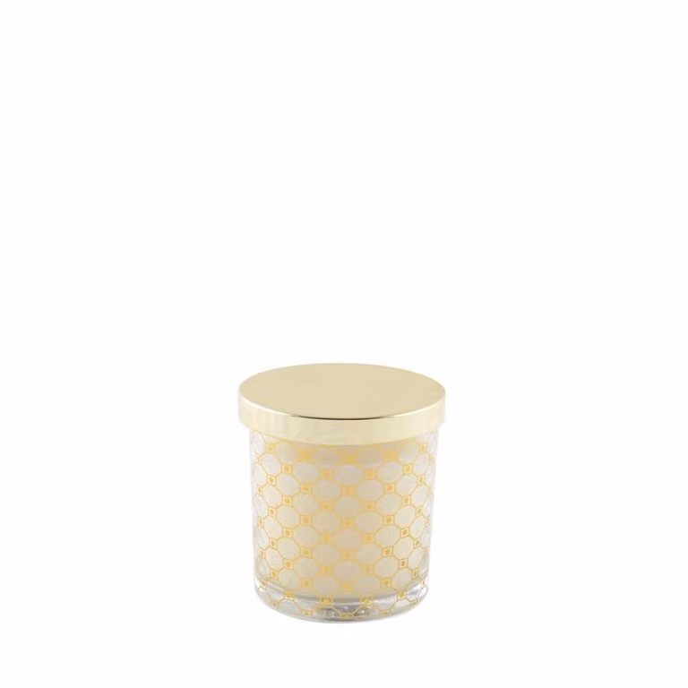 Vela votiva de almizcle Aulica en color dorado con tapa de cristal, An/P/Al: 7,8 x 8,2 cm