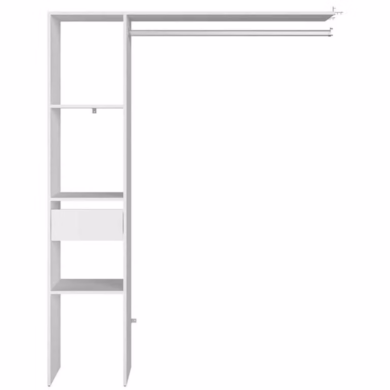 Vestidor Elysee Concept Usine de diseño moderno en color blanco con estantes, cajones y armario An/P/Al: 138 x 39,9 x 180,4 cm