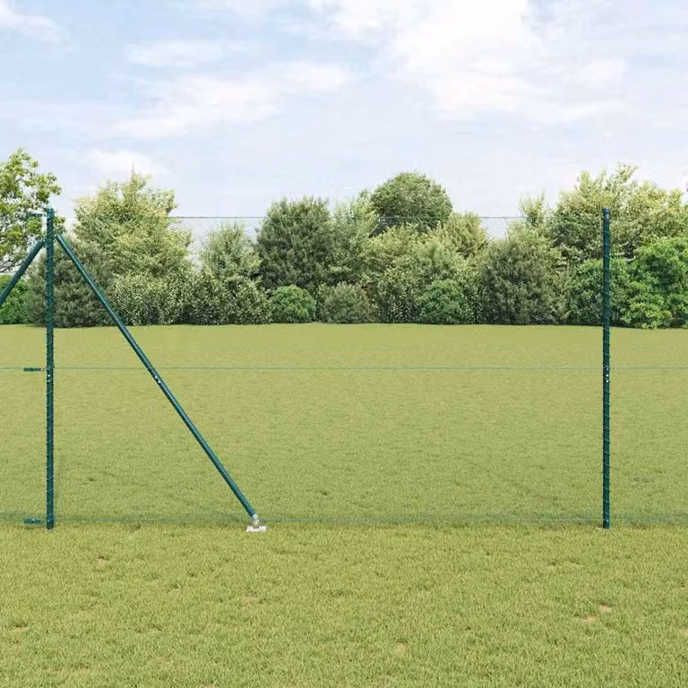 Valla de malla hexagonal Syfax de acero recubierto de PVC en color verde con poste redondo, An/P/Al: 25 x 1,6 x 0,18 m