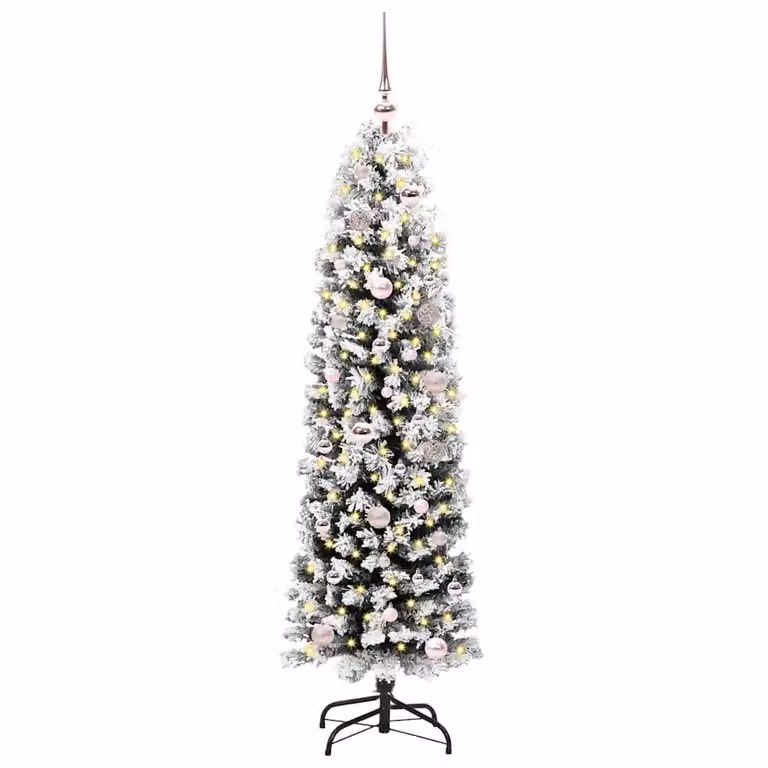 Árbol de Navidad artificial vidaXL verde de 150 cm con luces LED blanco cálido y decoraciones incluidas