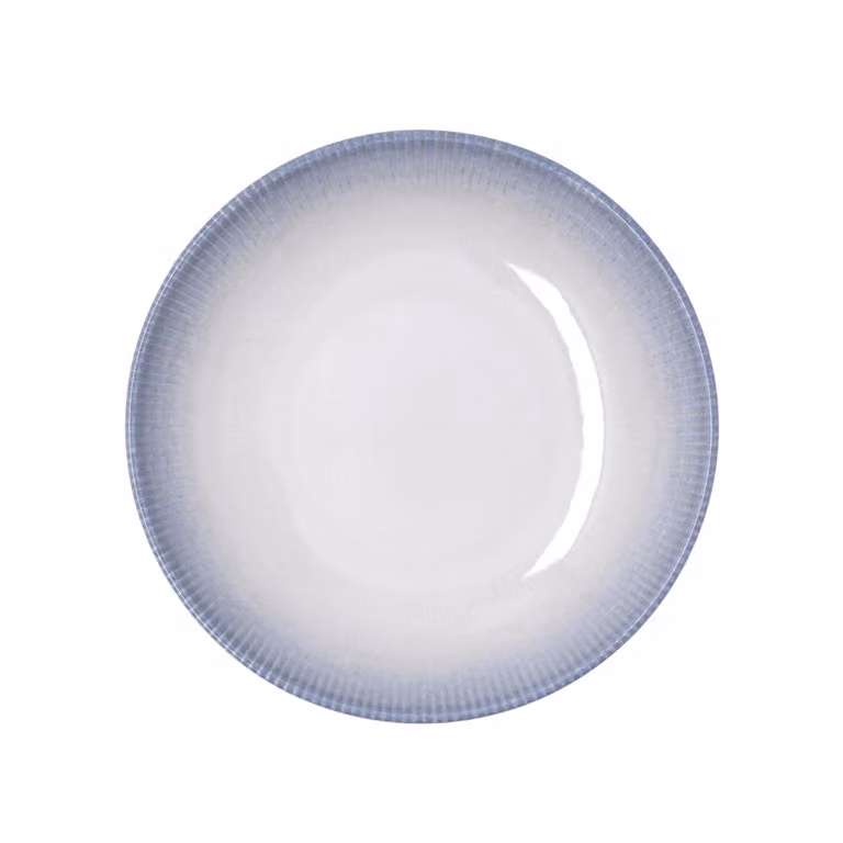 Plato hondo de porcelana Lea Hydrozero Bidasoa en blanco y degradado azul de 23 cm