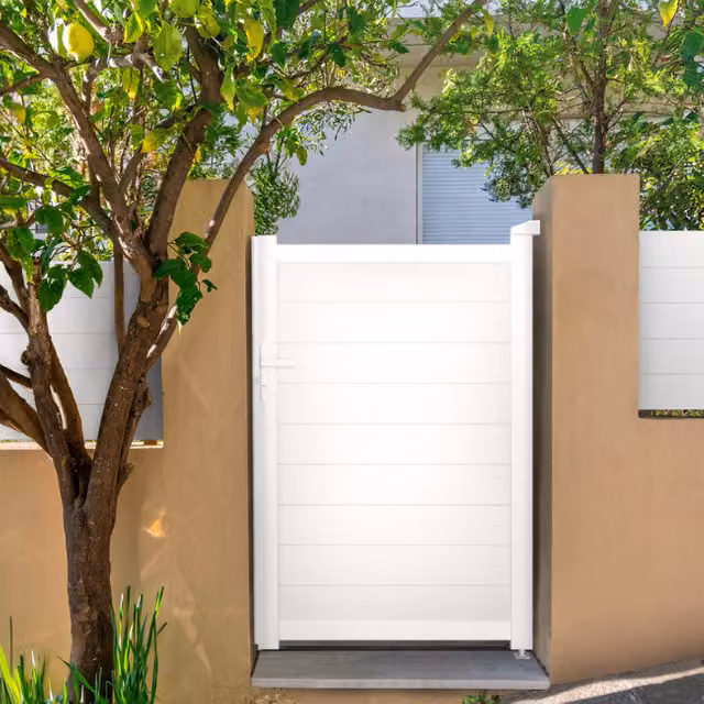 Puerta peatonal exterior de aluminio Casanoov Eiger color blanco An/P/Al: 100 x 21 x 161 cm