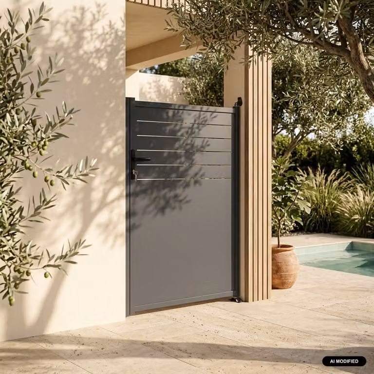 Puerta de jardín de acero galvanizado Sweeek con cerradura y manija, color gris antracita, An/Al/P: 160 x 107 x 100 cm