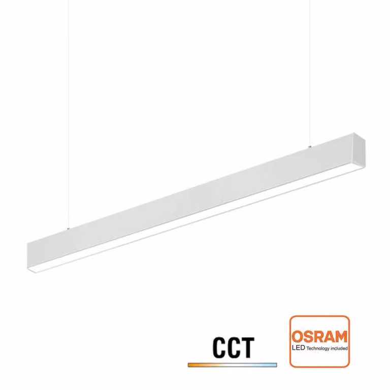 Lámpara colgante LEDBOKX de superficie metro blanca, ampliable y conectable, 40W, An/P/Al: 120 x 1 x 1 cm, con tecnología CCT 3000-4000-6000K