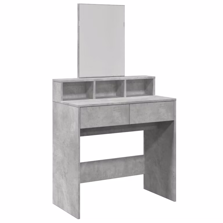 Tocador con espejo vidaXL en color gris hormigón, An/P/Al: 80 x 41 x 144,5 cm