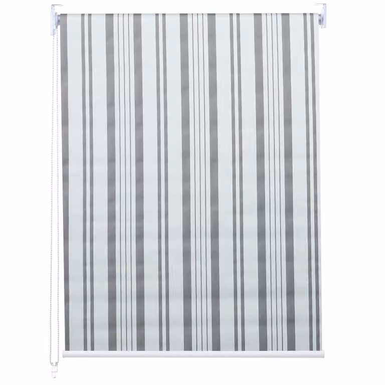 Estor enrollable Mendler HWC-D52 opaco con diseño de rayas en gris y blanco, térmico y aislante, An/Al: 120 x 230 cm