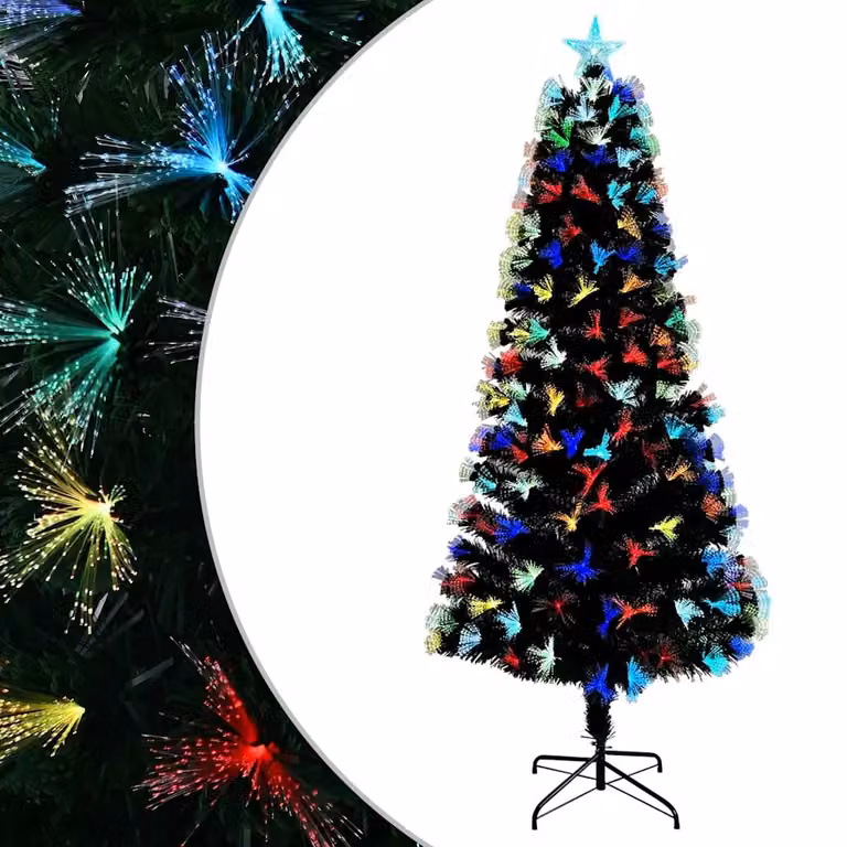 Árbol de Navidad artificial vidaXL de 210 cm en color verde con detalles multicolor
