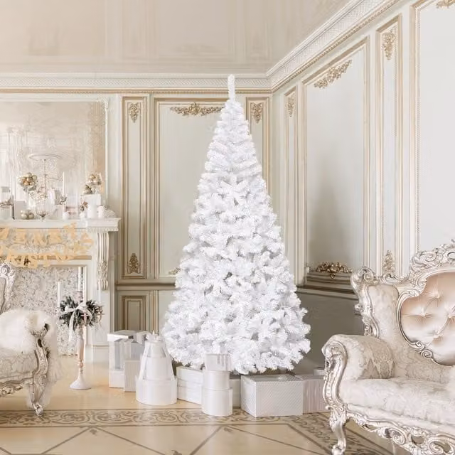 Árbol de Navidad artificial NORTHIX de color blanco con soporte de metal, Altura: 240 cm