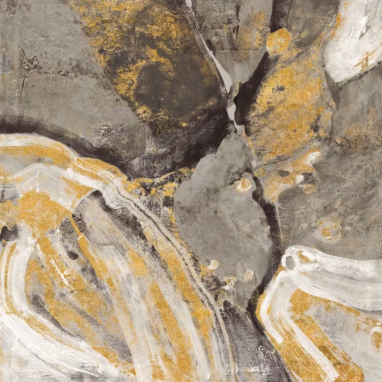 Cuadro Hexoa Río de Oro abstracto sobre lienzo en colores oro y gris An/An/Al: 80 x 80 x 80 cm