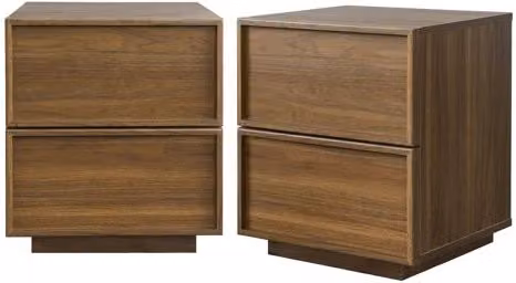 Set de 2 mesitas de noche Kuba de Sweeek con 2 cajones en color nogal, An/P/Al: 42 x 38 x 48 cm