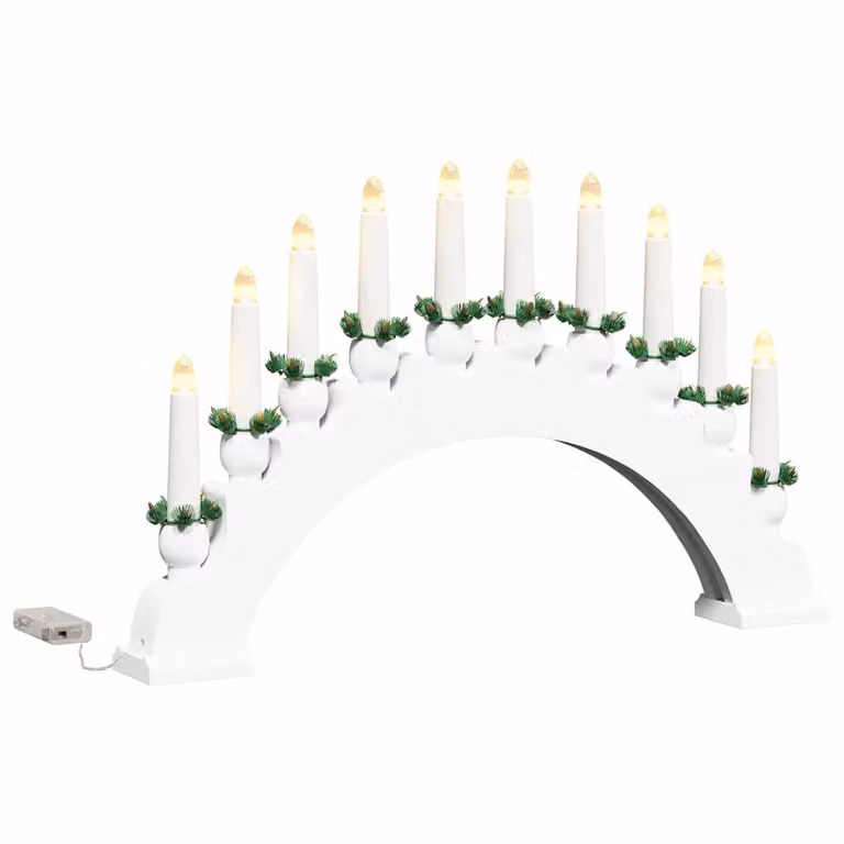 Arco de Velas de Navidad vidaXL con 10 Velas LED Blanco Cálido de Madera para Mesa