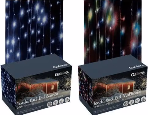 Cortina Luminosa de Navidad con 120 LED Blanco Frío Galileo Casa con Cable de 8 m e IP44