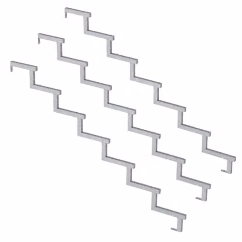Set de 3 piezas de escalera Vinuovo de acero inoxidable gris con 7 escalones