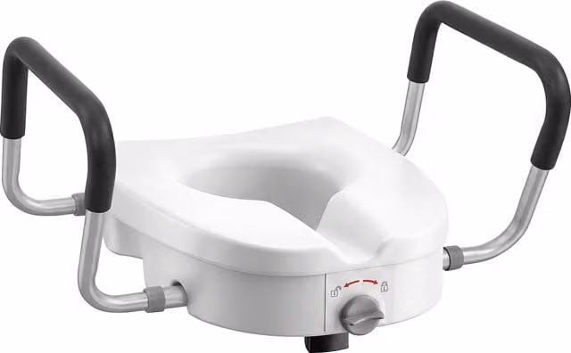 Elevador de WC HOMCOM para personas mayores en HDPE con asas antideslizantes y ancho ajustable, color blanco, capacidad 136 kg