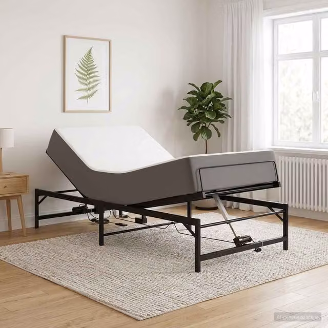 Estructura de cama eléctrica ajustable Maison Exclusive en color negro de metal, An/P: 100 x 190 cm