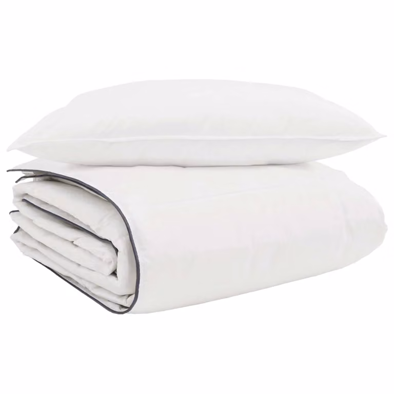 Set de 2 piezas de edredón de invierno y almohada vidaXL en color blanco con relleno de plumas de pato transpirable