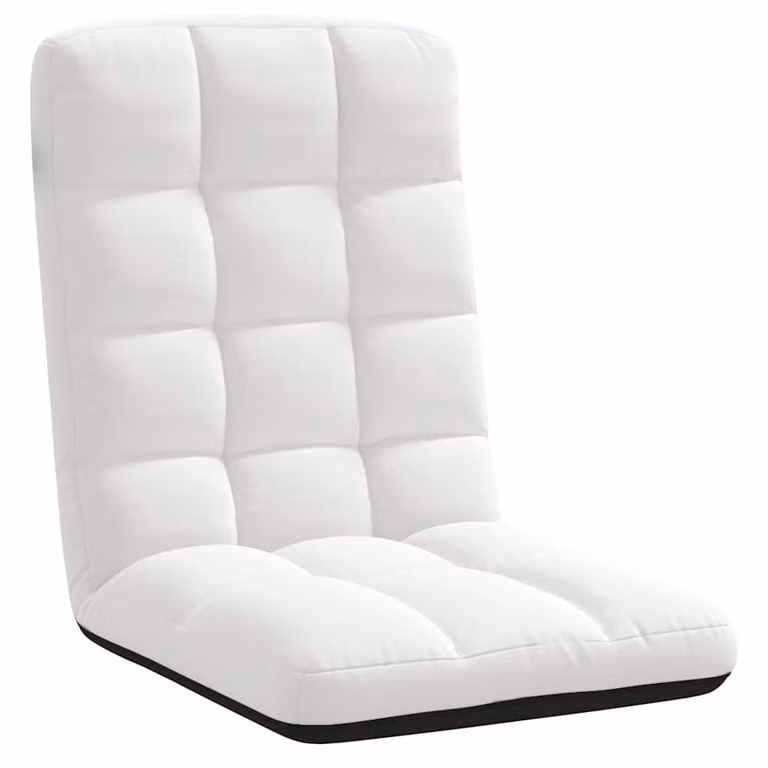 Silla de suelo plegable de tela blanca vidaXL An/P/Al: 71 x 51 x 62 cm