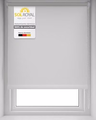 Estor Enrollable Sol Royal SolReflect T42 con Recubrimiento Térmico y Oscurecimiento, Blanco, An: 75 cm, Al: 160 cm