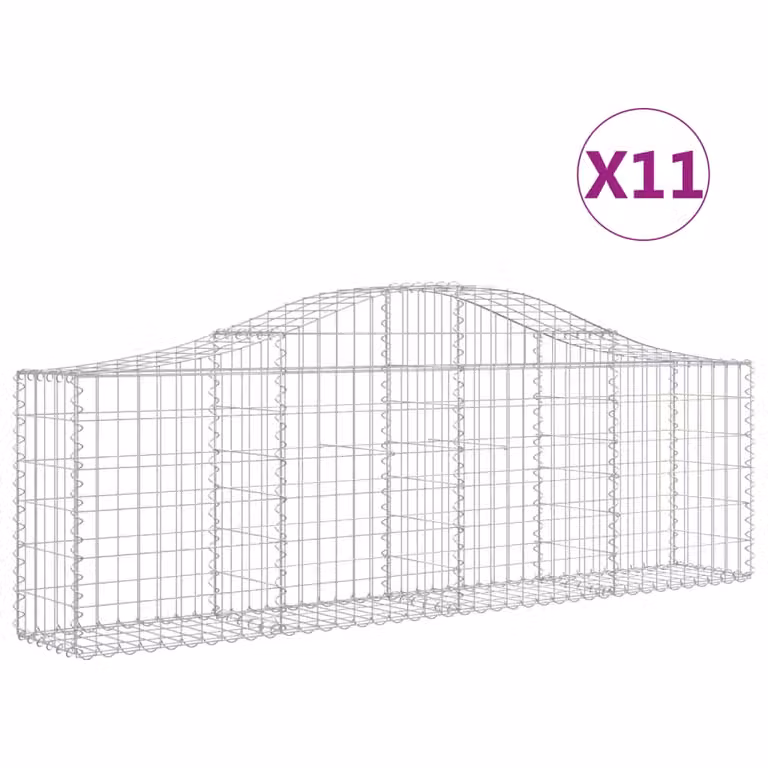 Set de 11 cestas de gaviones videx en forma de arco de acero galvanizado color plata, An/P/Al: 200 x 30 x 60/80 cm