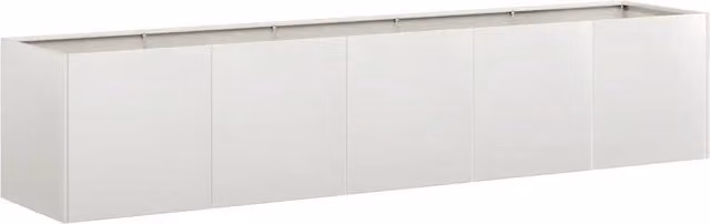 Jardinera rectangular moderna de acero inoxidable HELLOSHOP26 para exterior, color plata o blanco, An/P/Al: 200 x 40 x 40 cm