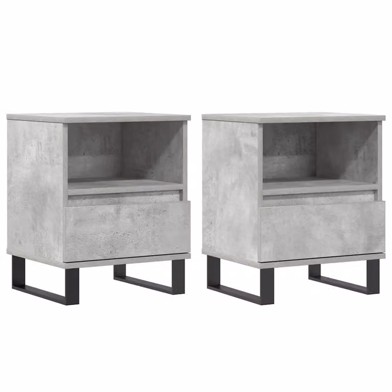 Set de 2 mesitas de noche vidaXL modernas de madera y metal en color gris mate, An/P/Al: 40 x 35 x 50 cm