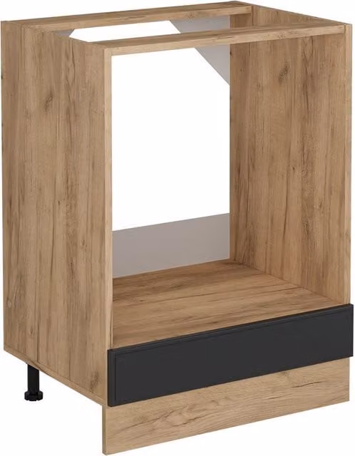 Armario para horno empotrado Vicco R-Line estilo casa de campo en color antracita y marrón de 60 cm