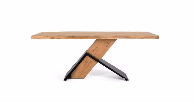 Mesa de comedor rectangular moderna Giner y Colomer de madera de acacia y metal en color marrón y negro An/P/Al: 128 x 100 x 76 cm