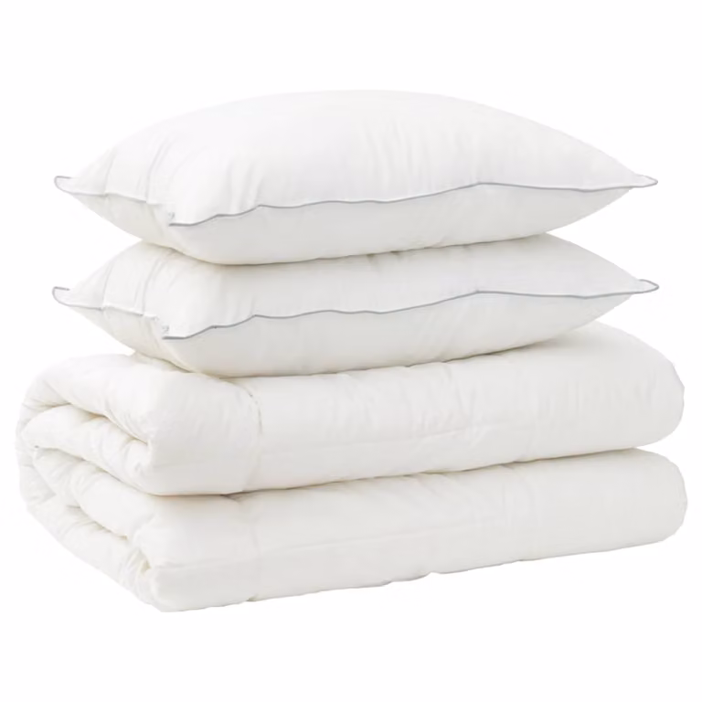 Juego de edredón y almohada de 3 piezas vidaXL para 4 estaciones en color blanco, con lana nueva y microfibra, An/P/Al: 200 x 220 cm