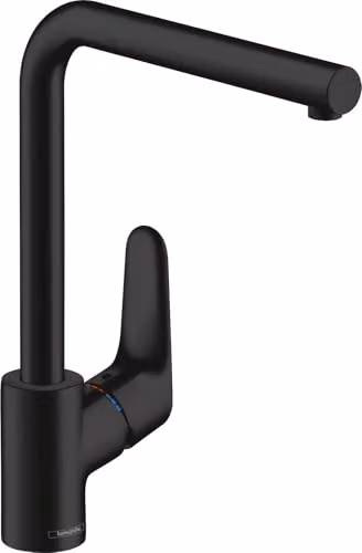 Grifo monomando Hansgrohe Focus M41 para cocina y lavabo con caño giratorio, negro mate
