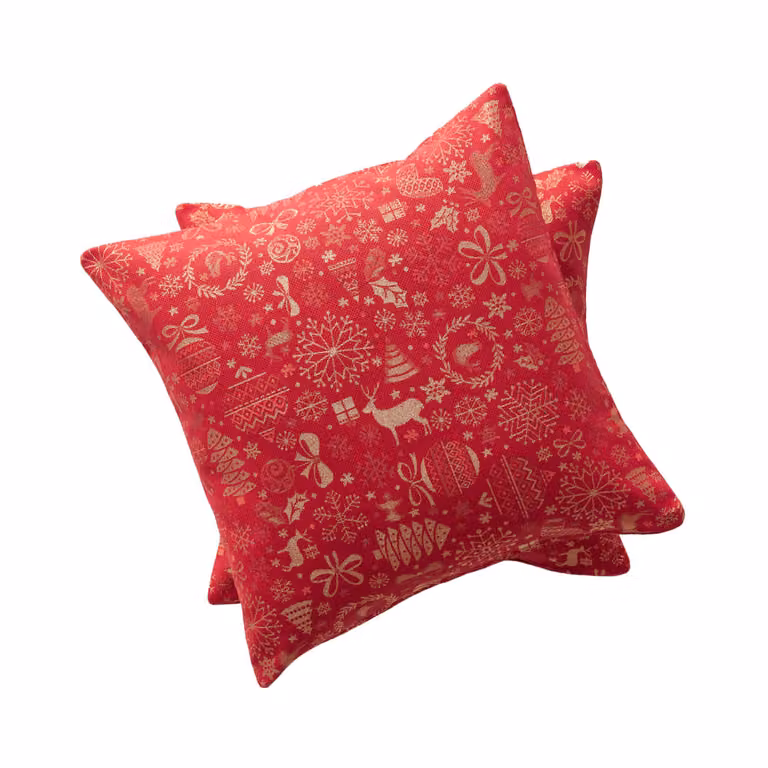 Lote de 2 fundas de cojín navideñas Gamusi de algodón en color rojo, 45 x 45 cm