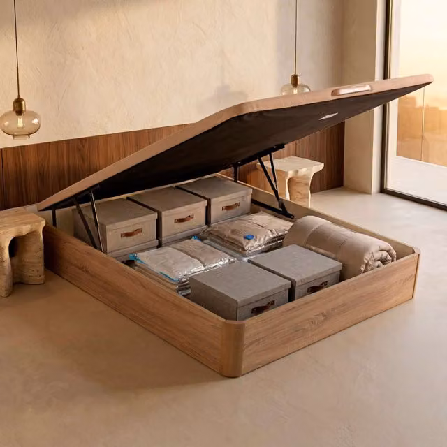 Canapé abatible Royal Sleep en color natural con esquinas redondas, An/P/Al: 105 x 190 x 31 cm