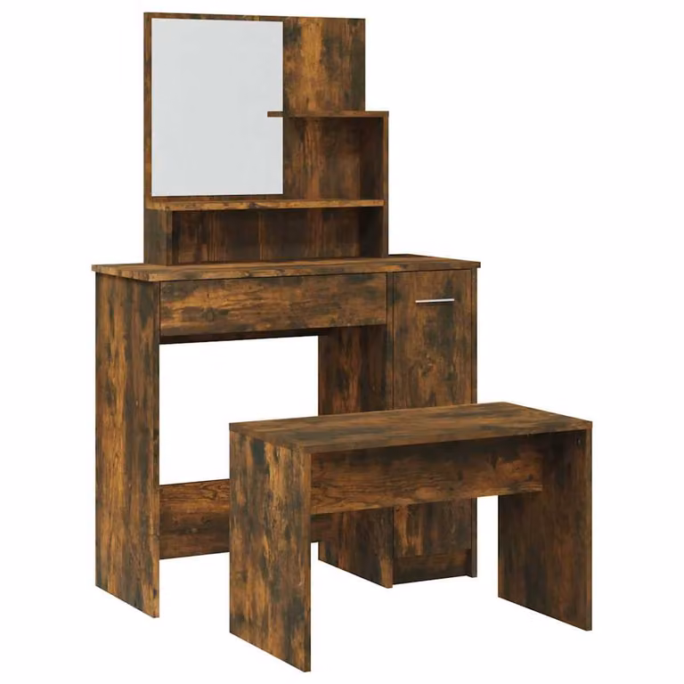 Juego de tocador vidaXL color roble ahumado An/P/Al: 86,5 x 35 x 136 cm