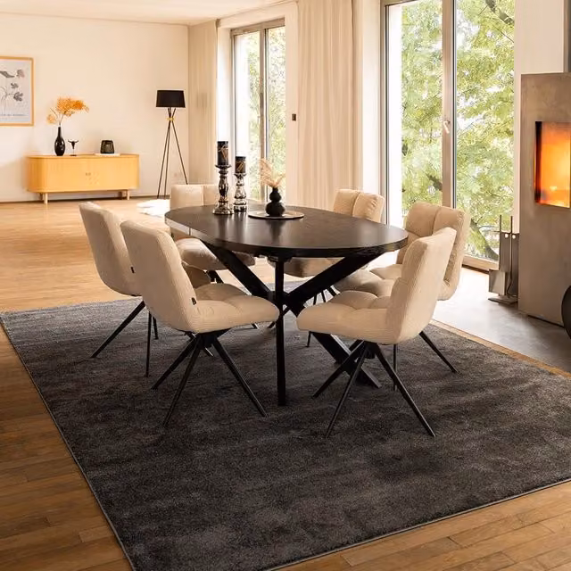 Mesa de comedor extensible AVENTI de Home Deluxe con base de estrella y forma ovalada en Roble Oscuro An/P: 160-200 x 100 cm