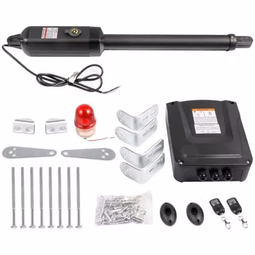 Abridor de puerta batiente automático VEVOR de acero inoxidable en color negro con capacidad de 380 kg y mando a distancia