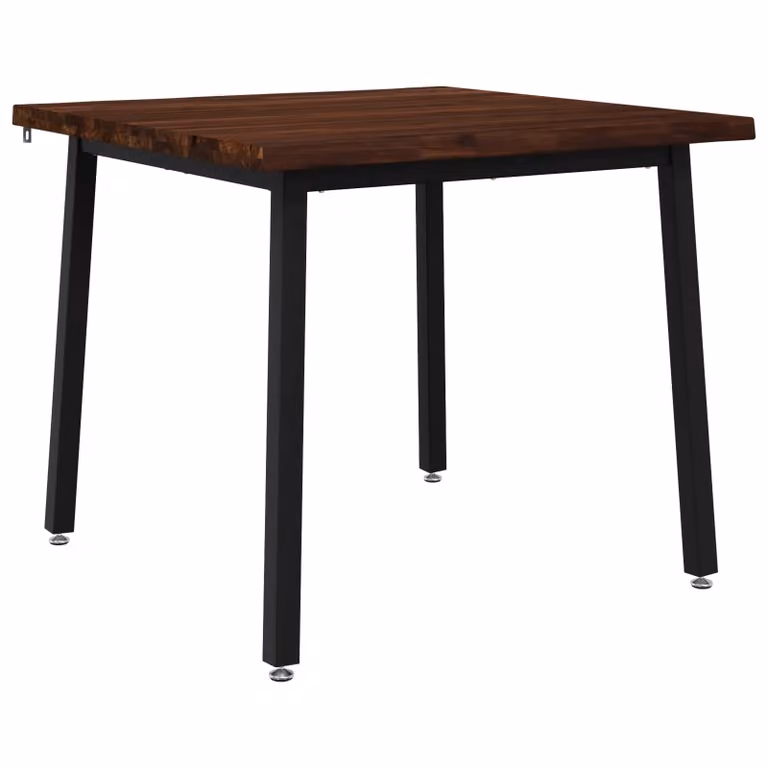 Mesa de comedor vidaXL de madera de acacia con borde natural y patas de metal, An/P/Al: 90 x 90 x 75 cm