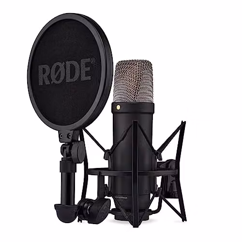 Micrófono de condensador de gran diafragma RØDE NT1 5.ª generación con salida USB-C y XLR en color negro