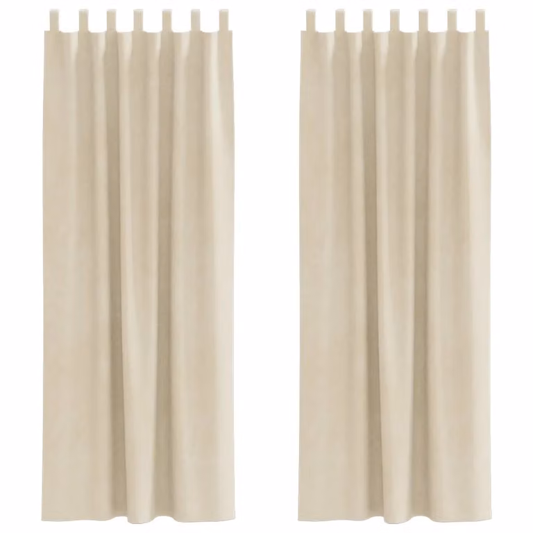 Set de 2 cortinas blackout de terciopelo vidaXL en color beige, An/Al: 140 x 225 cm