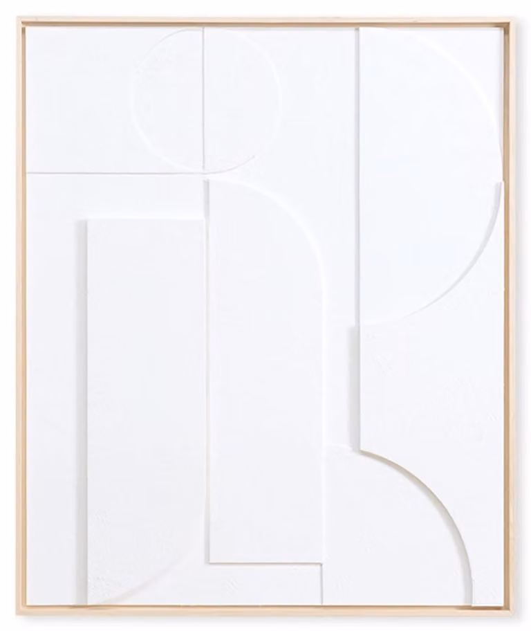 Cuadro abstracto minimalista Wabi Home de madera en color blanco, An/P/Al: 77 x 3 x 92 cm