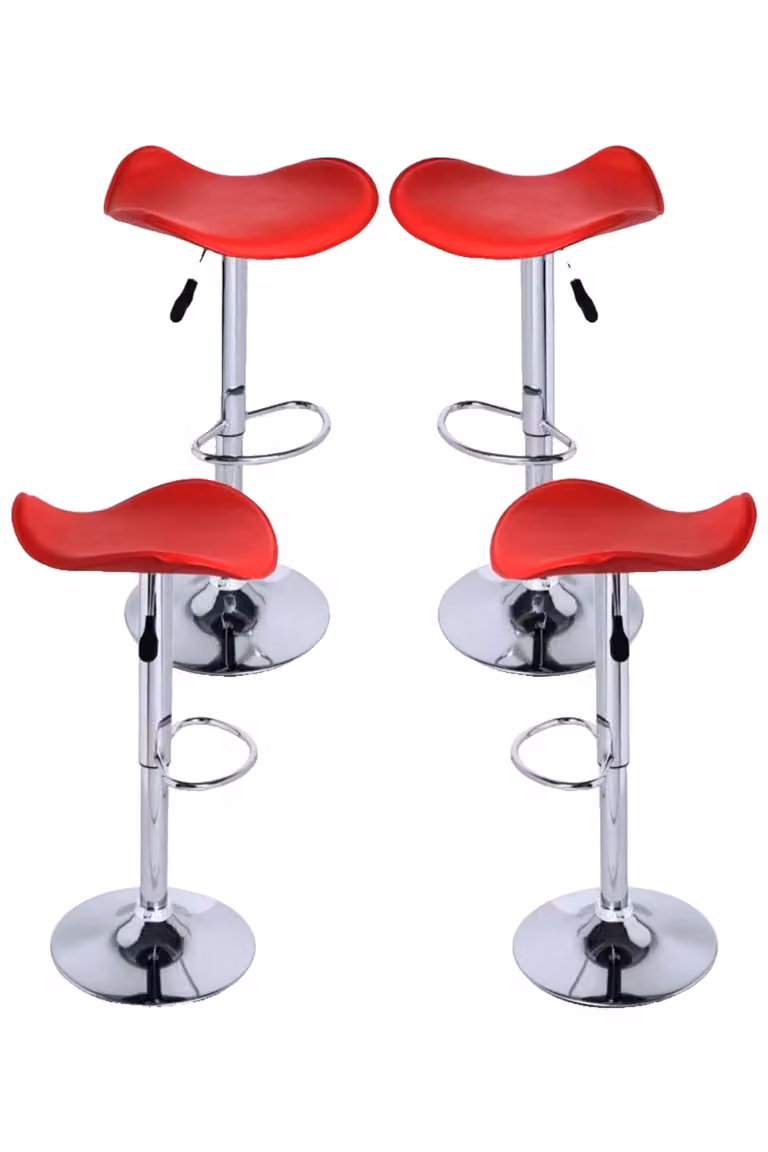Pack de 4 taburetes altos Rox de REGALOS MIGUEL en polipiel roja y estructura metálica